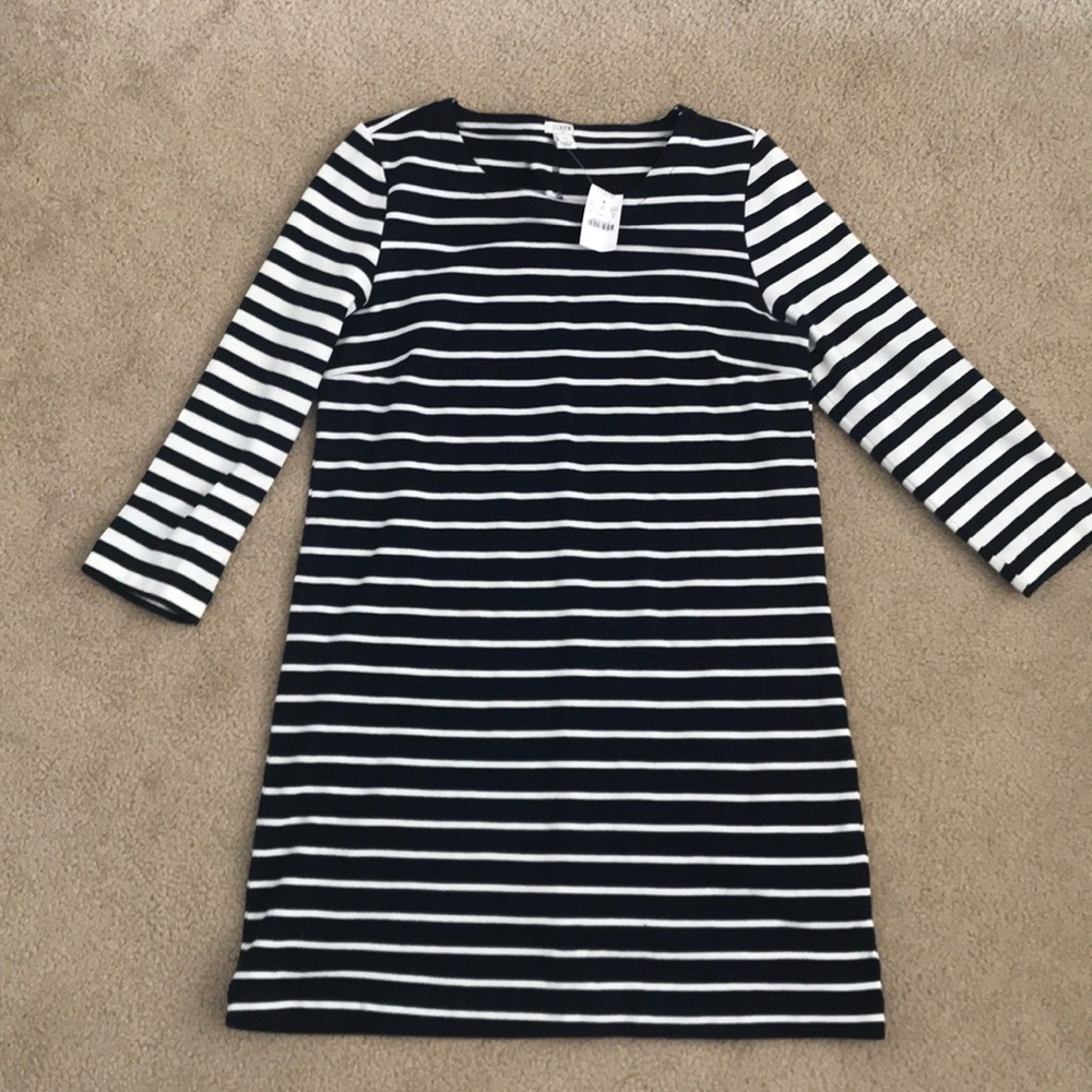 J Crew Factory navy and white shift dress sz M